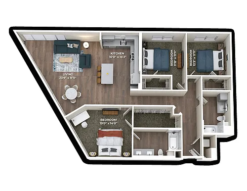 Floor plan C2 Three Bedroom
