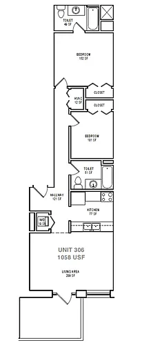 Floor plan B6 Two Bedroom / Two Bath