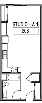 Floor plan Studio, 1 Bathroom