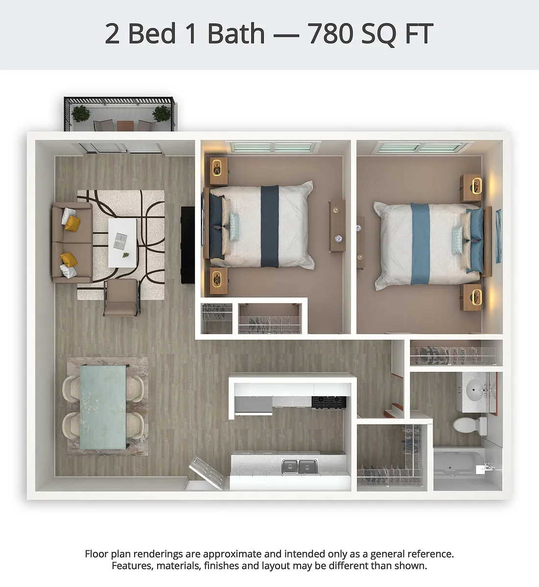 Floor plan 2 Bed/1 Bath