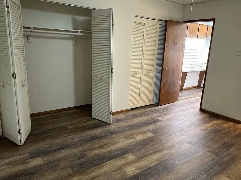 Back bedroom with new vinyl plank flooring.