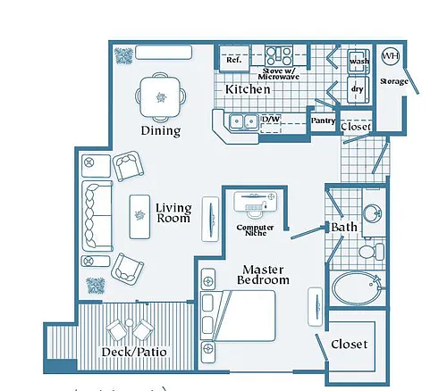 Floor plan Santa Fe (1 Bedroom)
