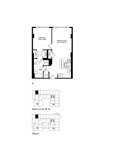 Floor plan ONE BEDROOM H