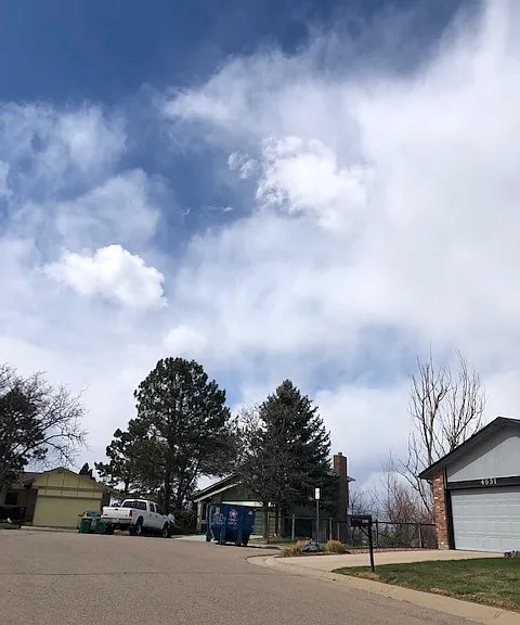 Houses across the street with additional greenbelt between them and in front of them.