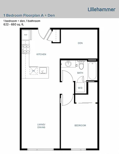 Floor plan 1 Bedroom A + Den