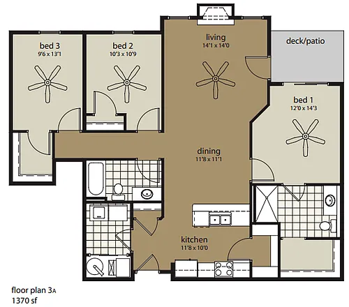 Floor plan 3I 1370 sf