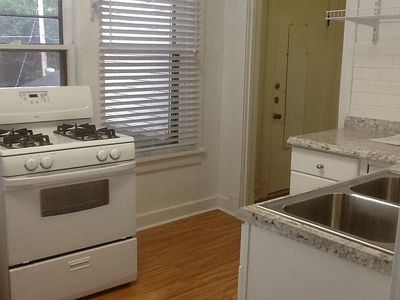 Kitchen has lots of natural light.