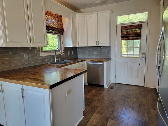 renovated kitchen with butcher block countertops
