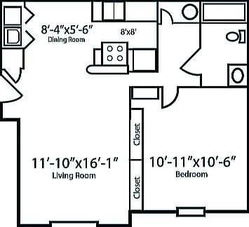 The Foxfire.The Hollister - 1B1B (685 sq ft) The Foxfire.The Hollister - 1B1B (685 sq ft)