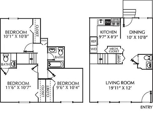 Floor plan Huntington Townhouse