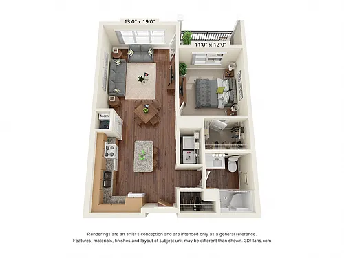 Floor plan One Bedroom - A2