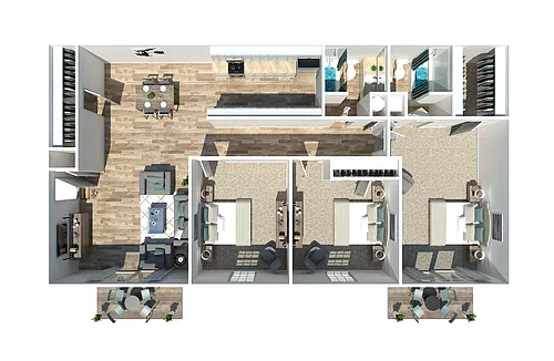 Floor plan 3 Bedrooom 2 Bath