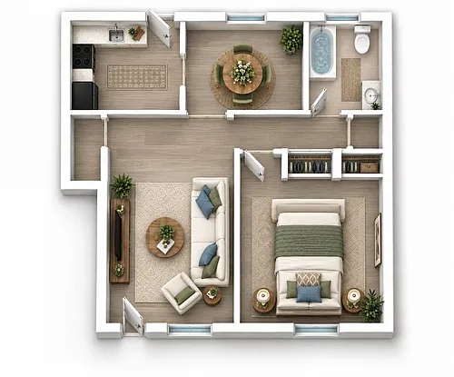 Floor plan 1 Bedroom Deluxe