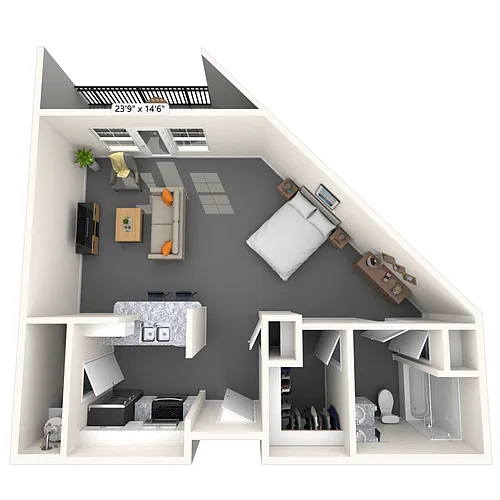 Floor plan Studio 0x1 665-754 SF