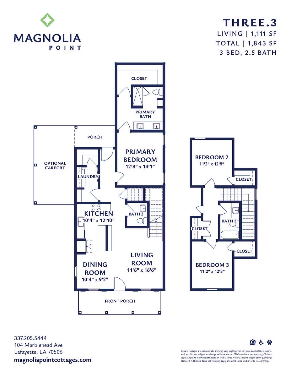 Floor plan 3 BR/2 BA