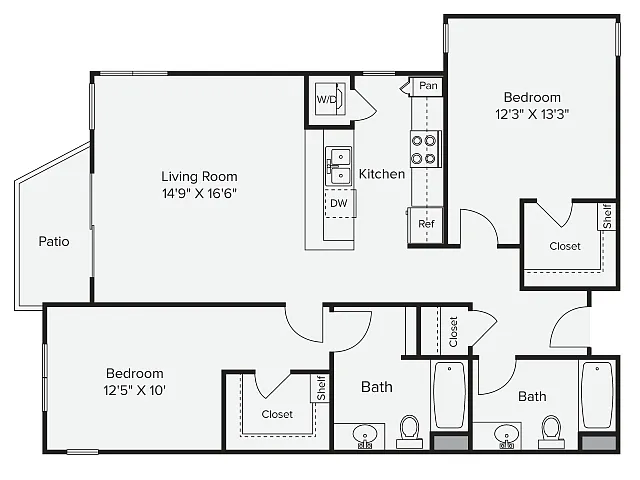 Floor plan 2 Bed 2 Bath 2A-4
