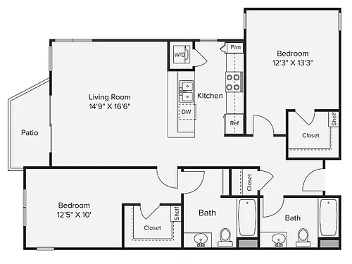 Floor plan 2 Bed 2 Bath 2A-4