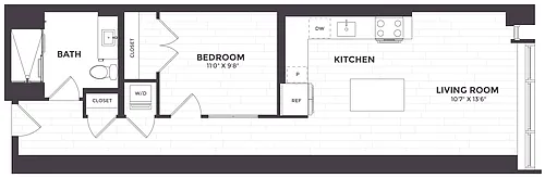 Floor plan 1 Bed/1 Bath- 03A