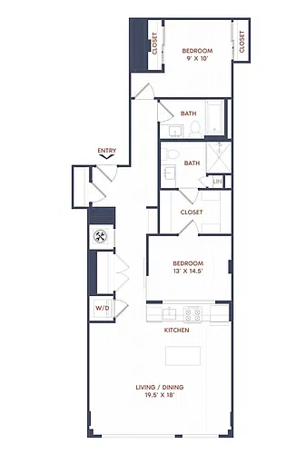 Floor plan 2 Bed/2 Bath-B08
