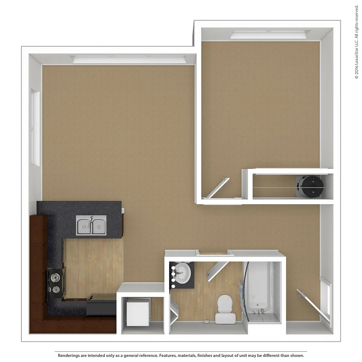 Floor plan One Bedroom One Bath 1C