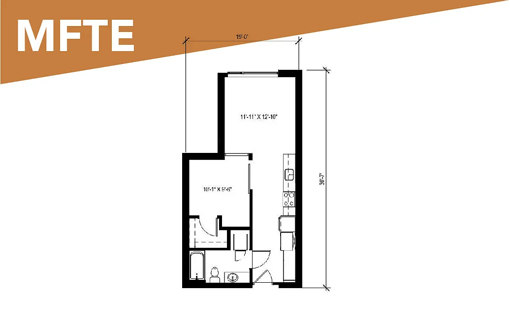 Floor plan MFTE Urban 1 Bedroom - U15