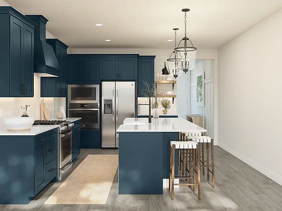 Kitchen with quartz countertops island