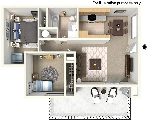 Floor plan 2 Bed 1 Bath
