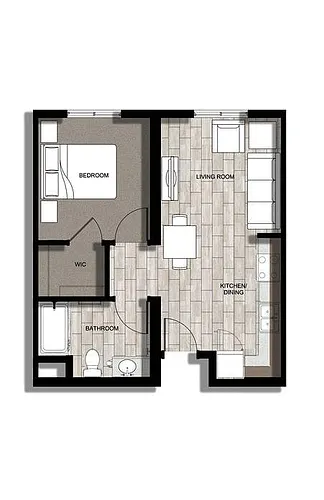 Floor plan 1 Bedroom 1 Bath