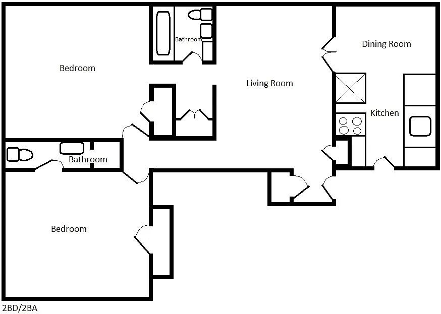 Floor plan Huge Two Bed Two Bath