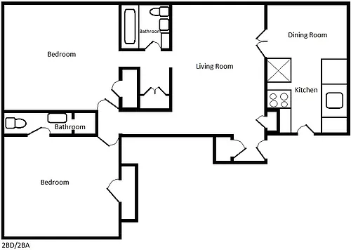 Floor plan Huge Two Bed Two Bath