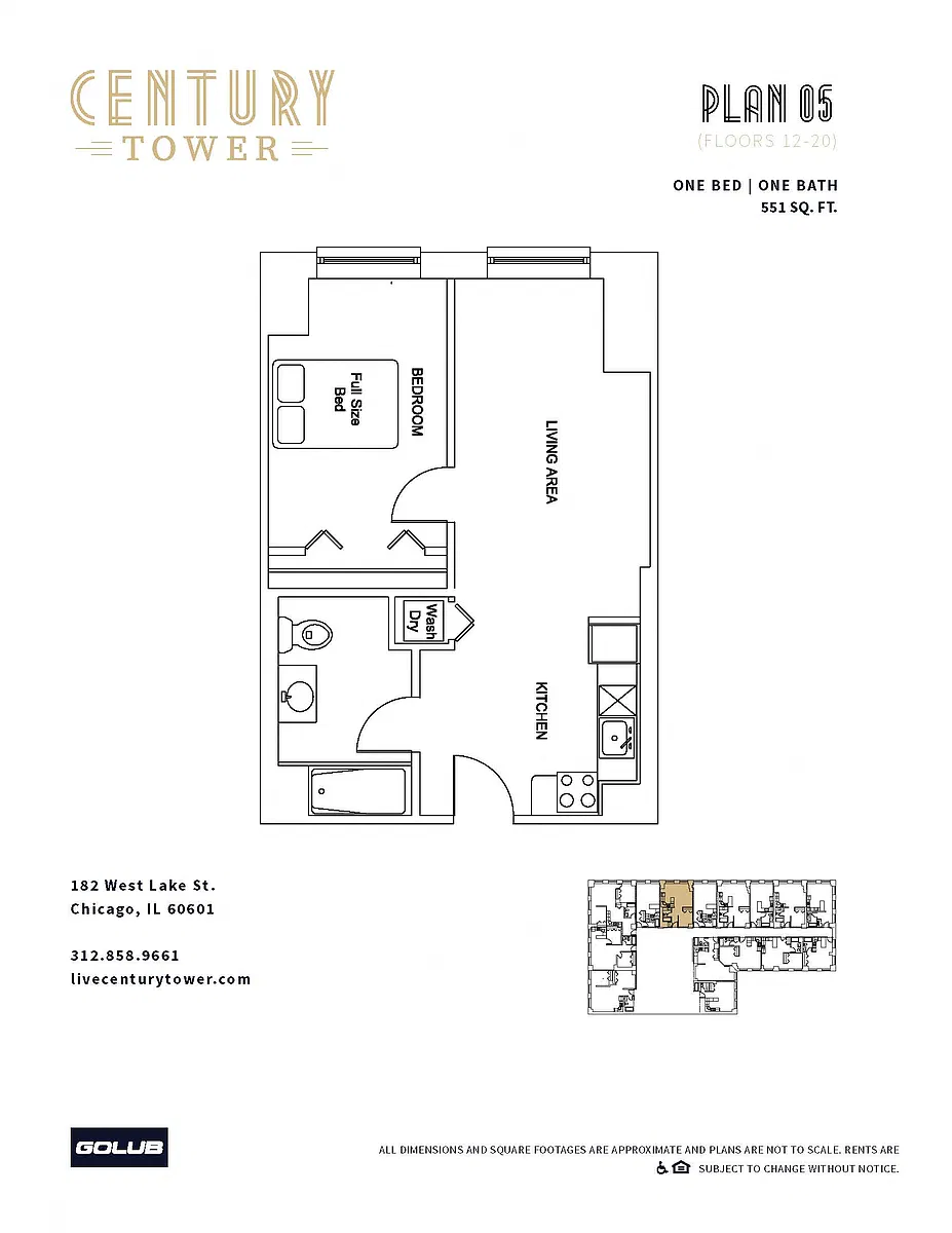 Floor plan 1 Bed 1 Bath 05