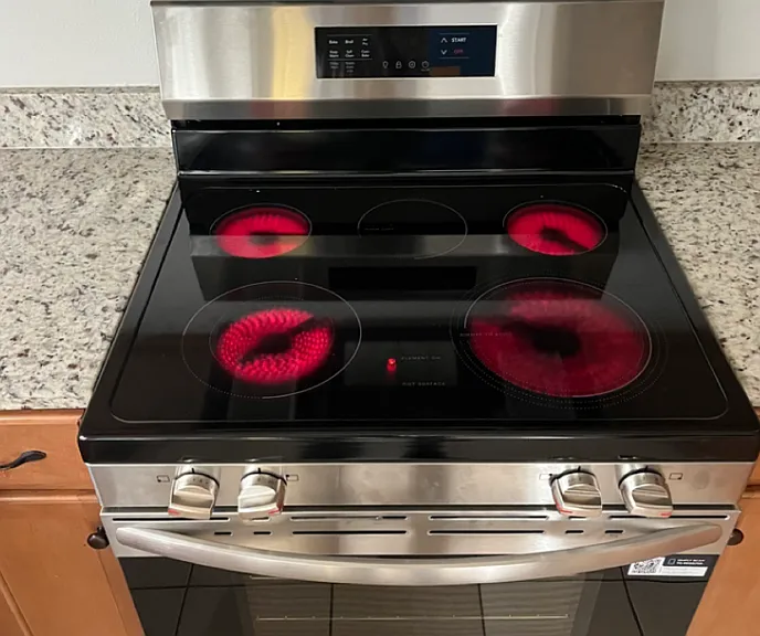 New stainless steel range.