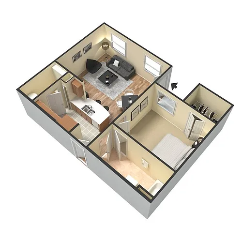 Floor plan One-bedroom One Bath
