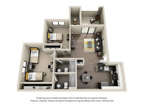 Floor plan 2 Bedroom 2 Bath Apartment Near ASU Tempe