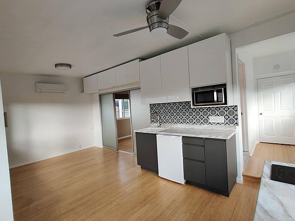 newly remodeled! lots of cabinets, microwave, induction cooktop, ample counter space.