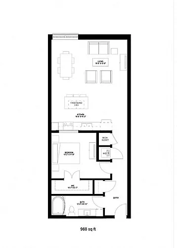 Floor plan One Bedroom - H