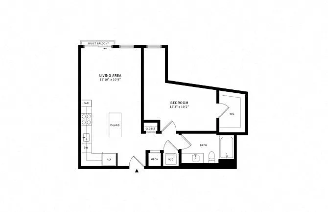 Floor plan 1R w/ Balcony