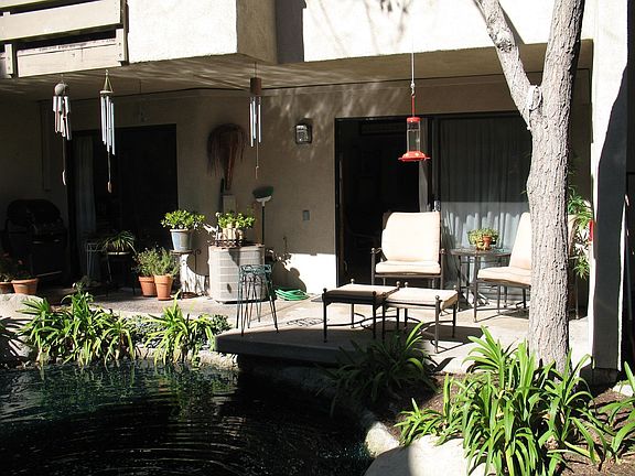 View of Patio from across pond