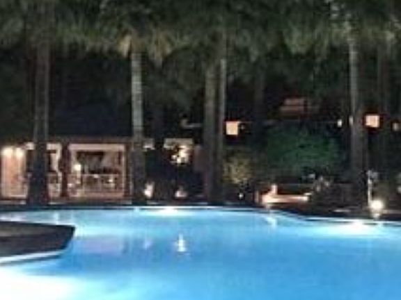 Resort pool at night