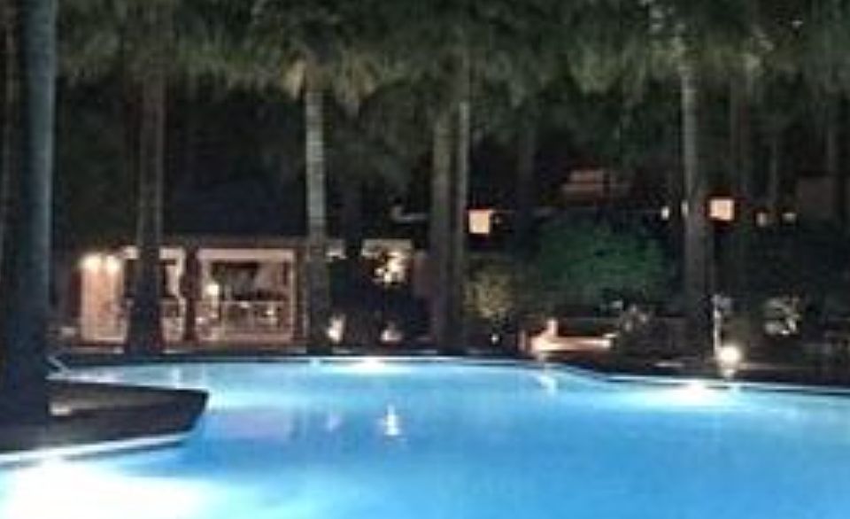 Resort pool at night