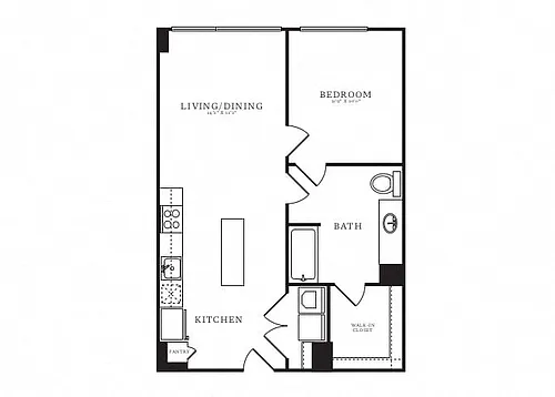 Floor plan 1 Bed/1 Bath-B5B