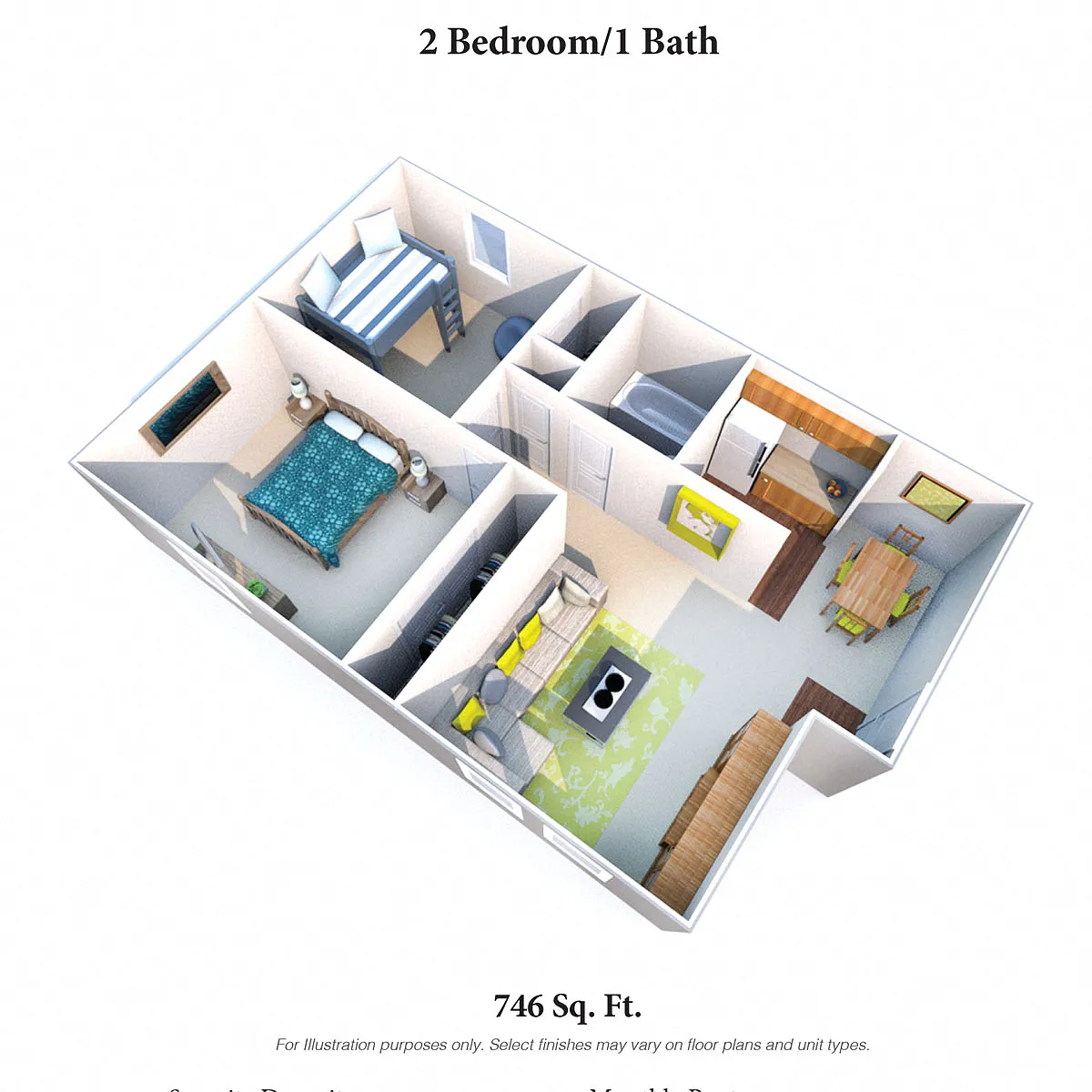 Floor plan 2 Bedrooms 1 Bath