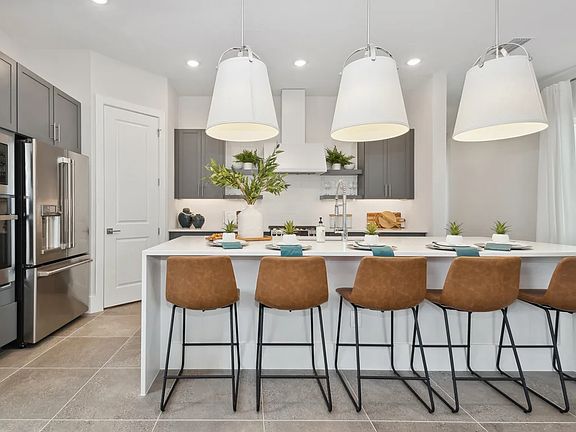 Kitchen with pendant lighting