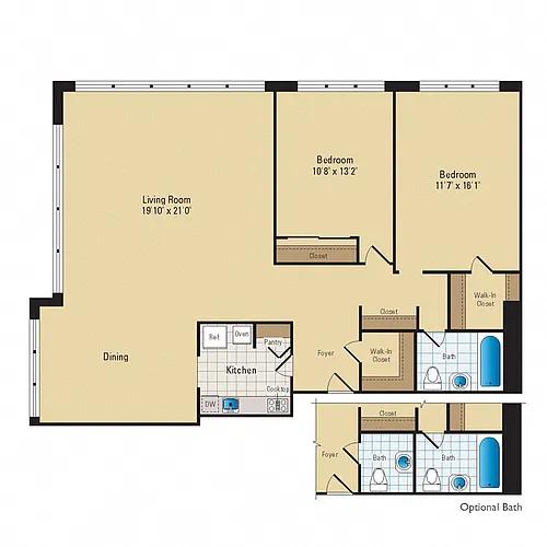 Floor plan 2 Bed - 1 Bath | B04 Premium