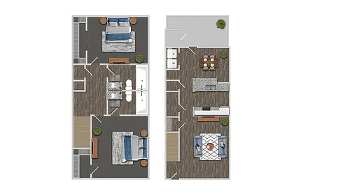Floor plan 2 Bedroom B - Tax Credit 60% AMI