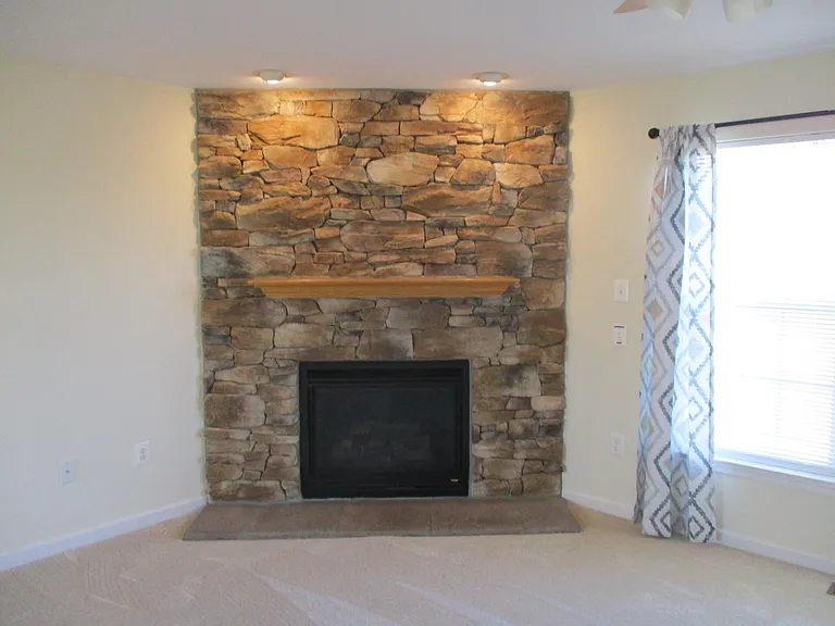 Close up view of fireplace