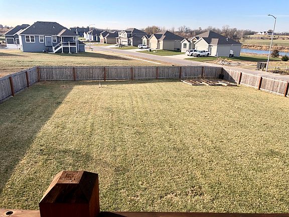 Back yard with raised garden