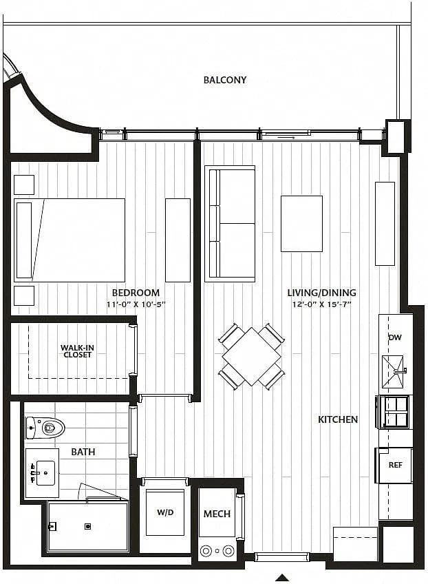 Floor plan 1 Bed/1 Bath-A7