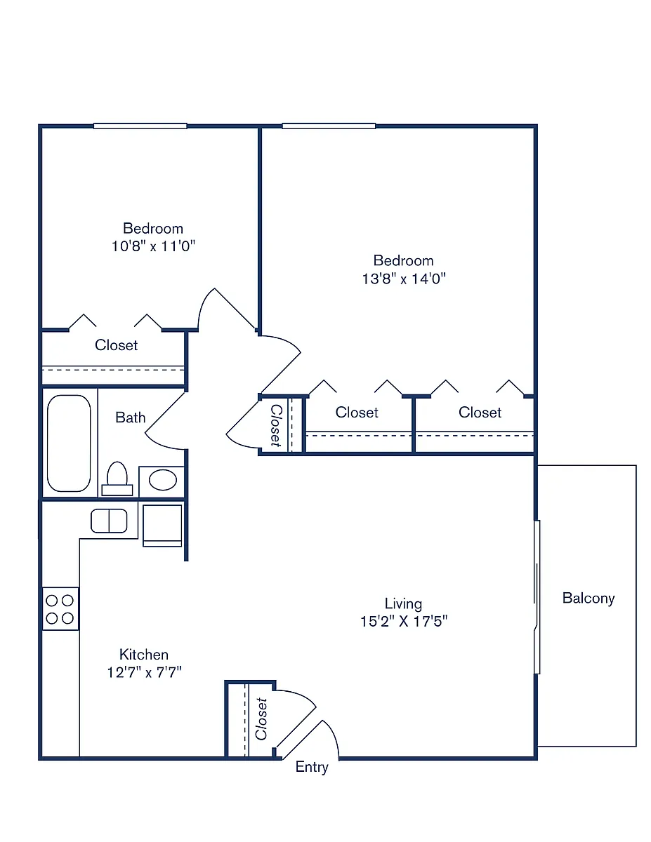 Floor plan Phase I, Floorplan A, 2 Bedroom, 1 Bath