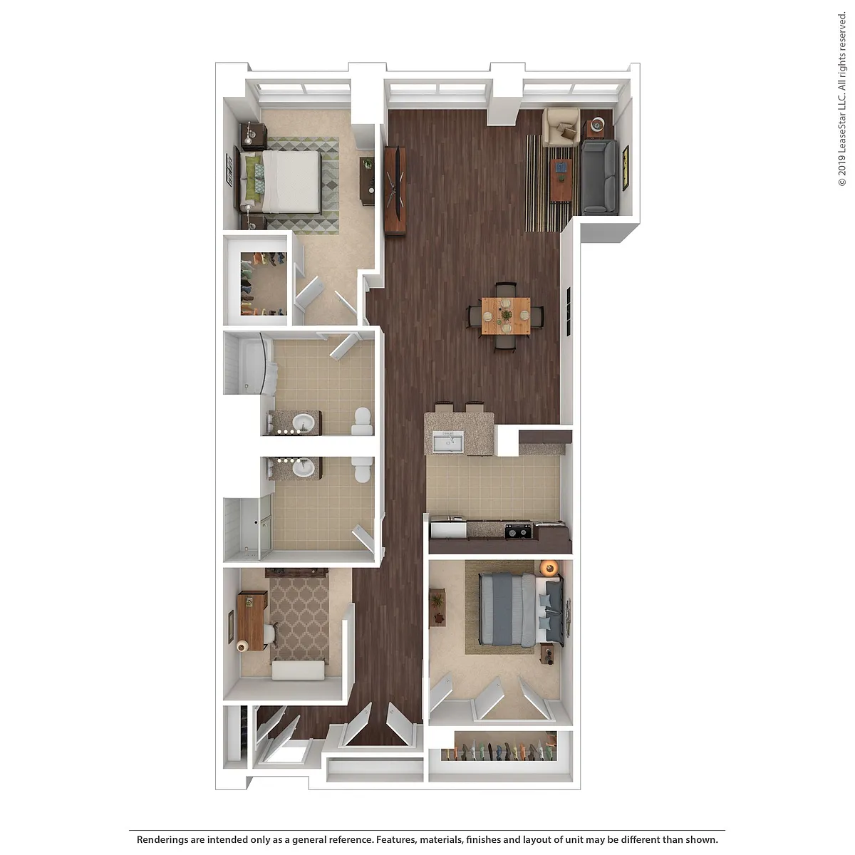 Floor plan Two Bedroom Two Bath w/ Den